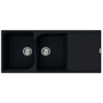 Evier Focus Graniteck 2 Bacs + Égouttoir Noir F.116B
