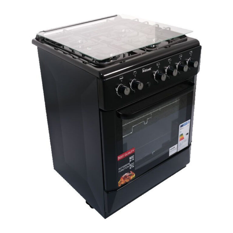 Cuisinière à Gaz PROCOOK 4 Feux 60 cm Noire TG6640N